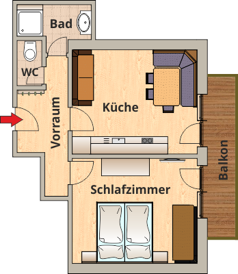 Skizze Appartement 2-4